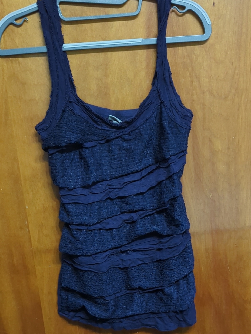 Vanity Navy Layered Ruffle Tank Top